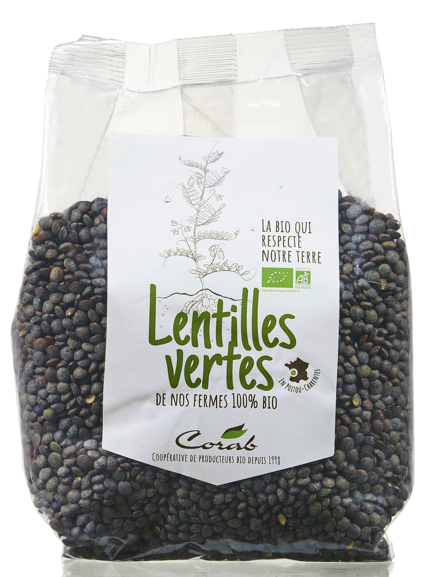 Corab Coopérative -- Lentilles vertes Bio Equitable en France (origine France) - 500 g