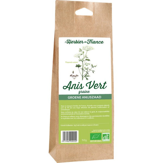 Herbier De France -- Graines d'anis vert bio (origine France) - 50 g