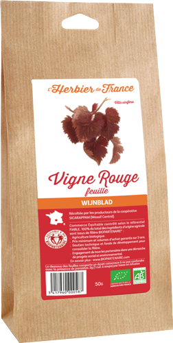 L'herbier -- Feuilles de vigne rouge bio (origine France) - 50 g