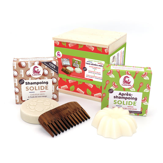 Lamazuna -- Coffret zéro déchet trio démêli mêlo huile de coco