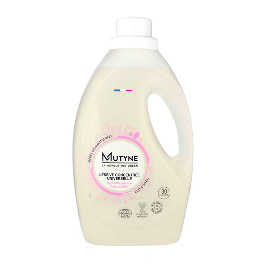 Mutyne -- Lessive ecocert hypoallergénique sans parfum - 1,5 L