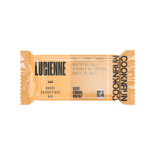 Cook'n Run -- Présentoir de 20 barres compostables bio lucienne (multifruits courge goji) - 20 x 50 g