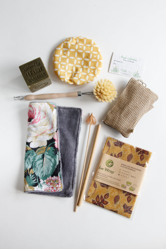 Angie Be Green -- Kit zéro déchet cuisine dans pochon en toile de jute