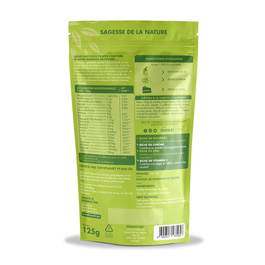 Iswari -- Moringa en poudre bio (origine Hors UE) - 125 g