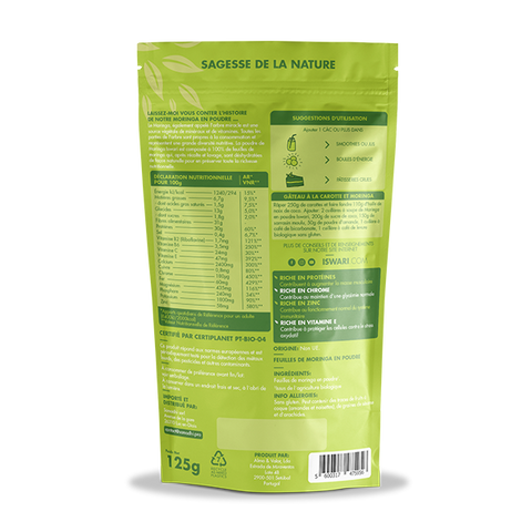 Iswari -- Moringa en poudre bio (origine Hors UE) - 125 g