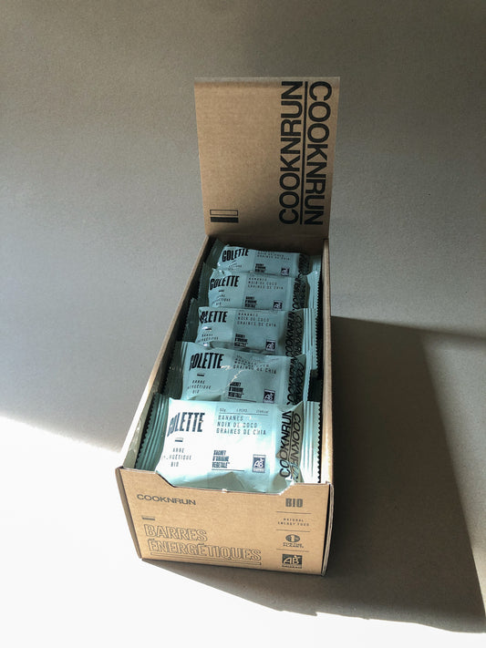 Cook'n Run -- Présentoir de 20 barres compostables bio colette (banane chia coco) - 20 x 50 g