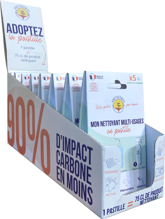 Anotherway -- Présentoir de 10 lots de 5 pastilles produit nettoyant (pin/eucalyptus)