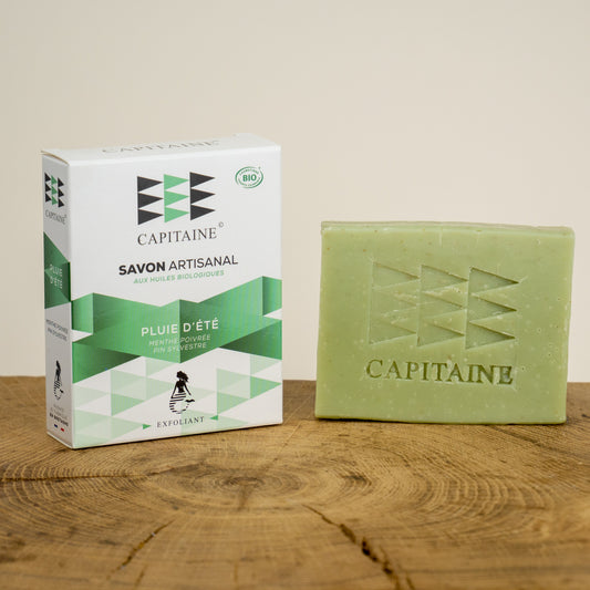 Capitaine -- Savon exfoliant bio - pluie d'été - 100 g