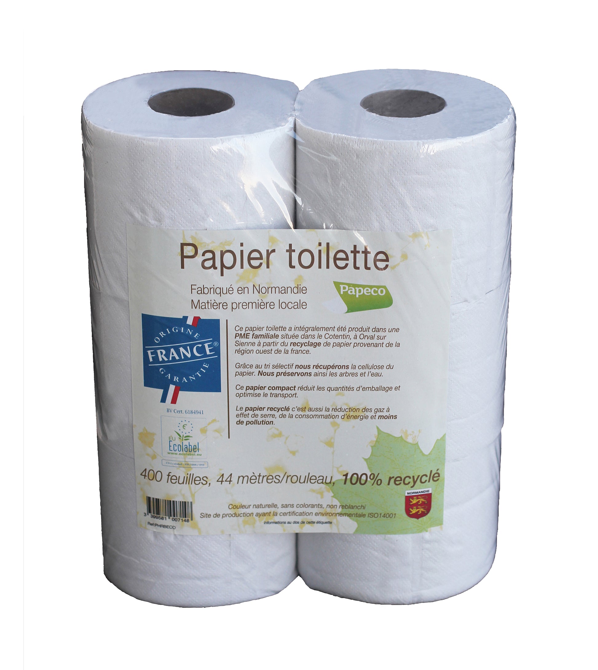 Papeco -- Papier toilette recyclé écolabel - 6 rouleaux (de 400 feuill –  Aventure bio