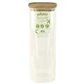 Pebbly -- Boîte carrée haute en verre avec couvercle en bambou - 2.2 l