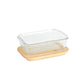 Pebbly -- Plat/boîte rectangulaire en verre avec couvercle en bambou - 640 ml