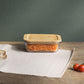 Pebbly -- Plat/boîte rectangulaire en verre avec couvercle en bambou - 640 ml