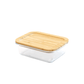 Pebbly -- Plat/boîte rectangulaire en verre avec couvercle en bambou - 1 l