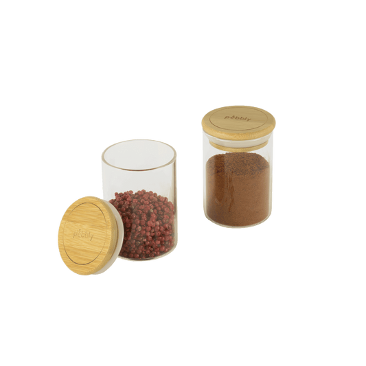 Pebbly -- Set de 3 boites en verre à épices & condiments - 180 ml