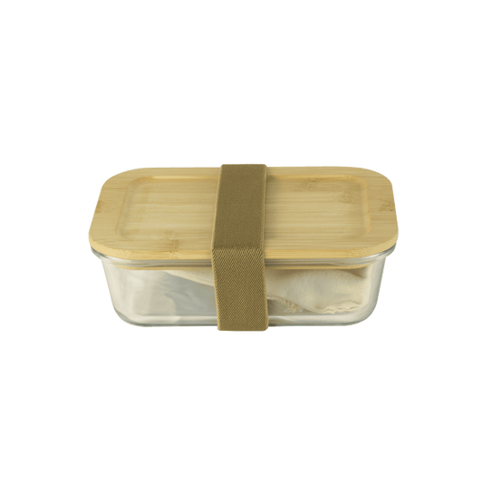 Pebbly -- Lunch box nomade en verre/bambou & couverts en bambou - 1 l