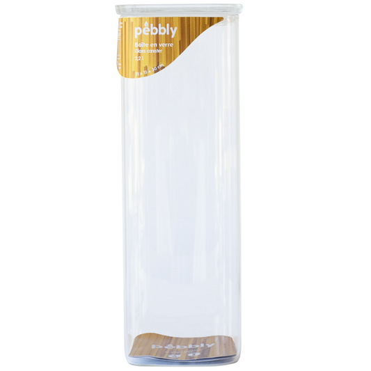 Achat / Vente Pebbly Boite conservation verre et bambou carrée, 2,2L