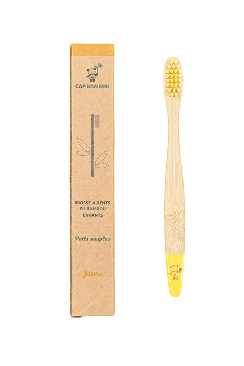 Cap Bambou -- Brosse à dents enfant x1 jaune