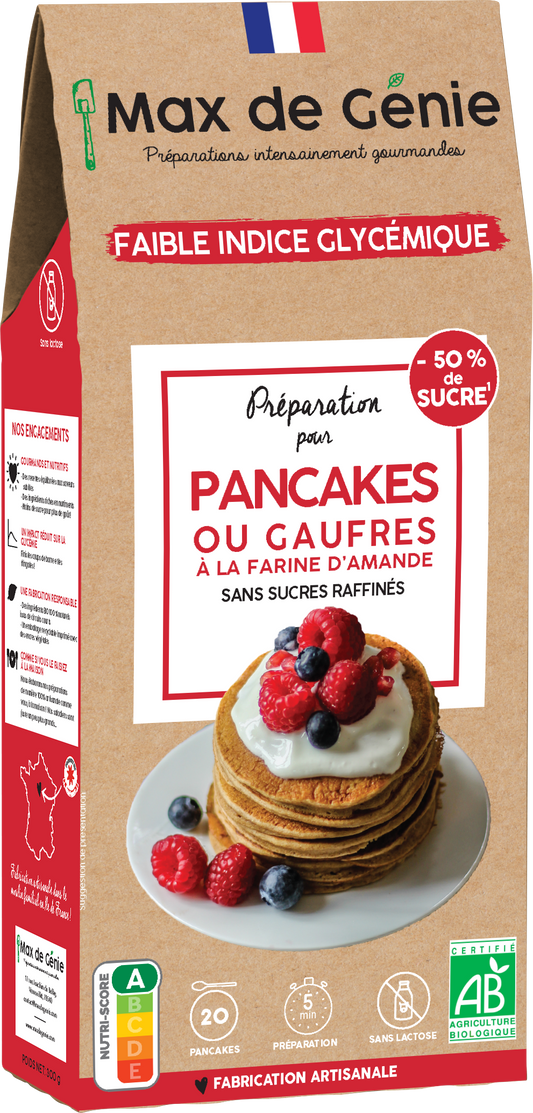 Max De Génie -- Préparation bio ig bas - pancakes ou gaufres - 250 g