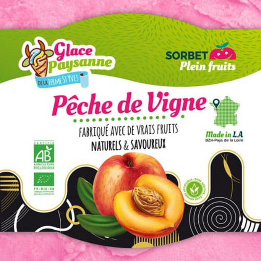 La Ferme Saint Yves -- Sorbet pêche de vigne bio - 500 ml