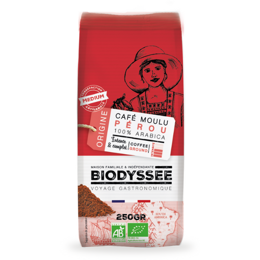 Biodyssée -- Café moulu origine 100% arabica bio (origine Pérou) - 250 g