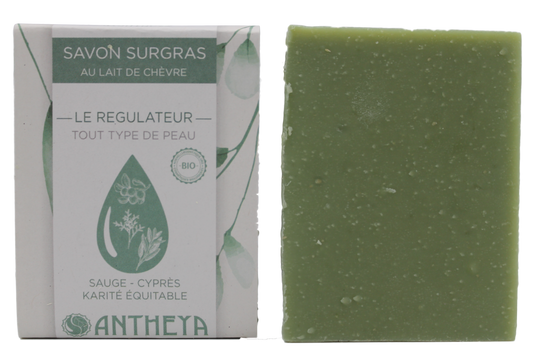 Antheya -- Savon lait de chèvre/chlorophylle - transpiration excessive (bande papier) - 100 g