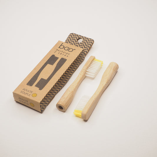 My Boo Company -- Recharge de 2 têtes pour manche bambou (souple jaune)