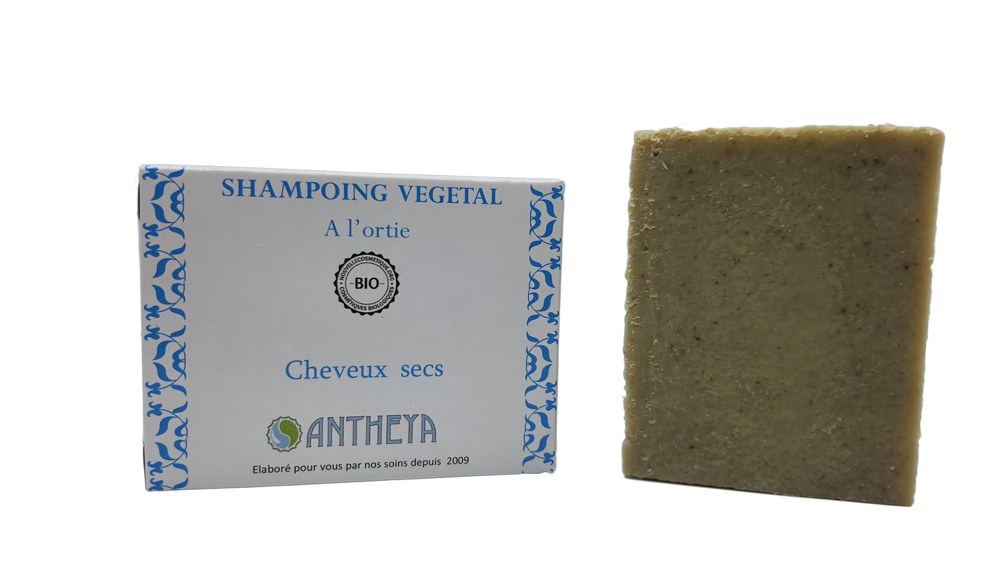 Antheya -- Shampoing solide sauge/ortie - cheveux secs (boîte) - 100 g