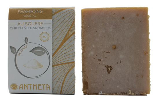 Antheya -- Shampoing solide au soufre - cuir chevelu squameux (bande papier) - 100 g
