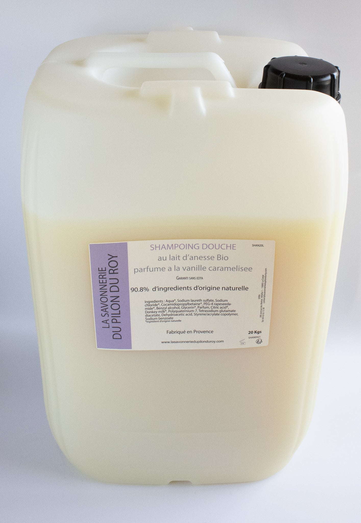 La Savonnerie Du Pilon Du Roy -- Shampoing douche au lait d'ânesse (avec sulfate) Vrac - 20 kg