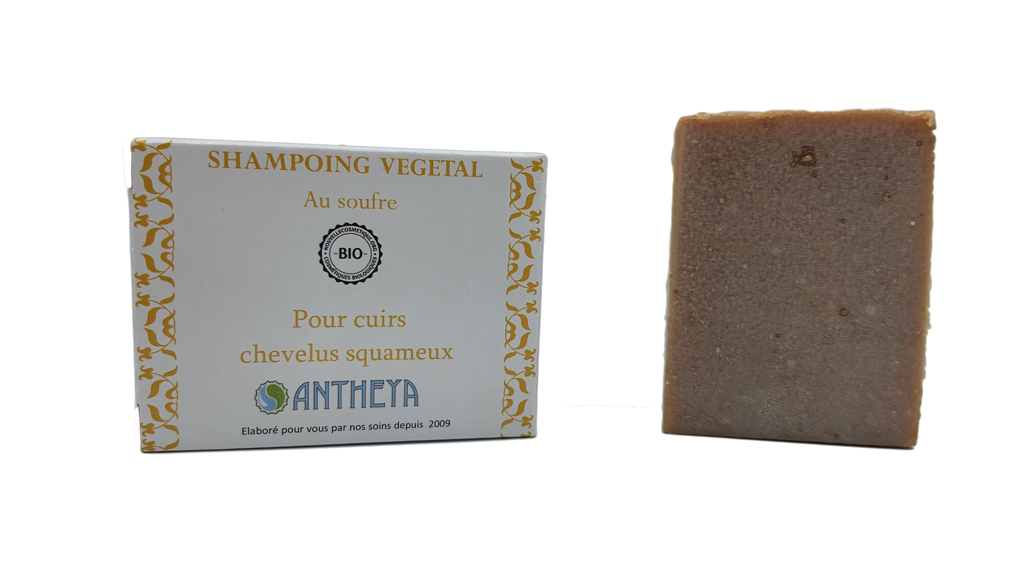 Antheya -- Shampoing solide au soufre - cuir chevelu squameux (boîte) - 100 g