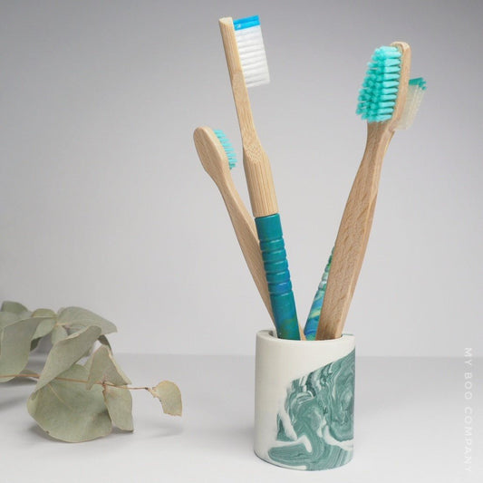 My Boo Company -- Support rond en jesmonite pour 4 brosses à dents (coloris aléatoire)
