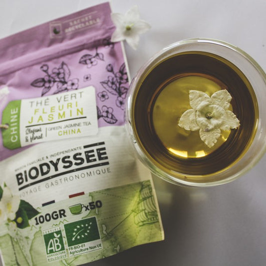 Biodyssée -- Thé vert fleuri jasmin bio (origine Chine) - 100 g