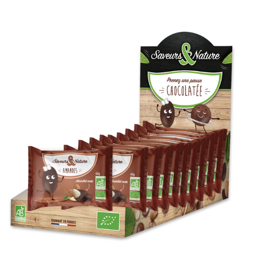 Saveurs & Nature -- Drôles d'amandes enrobées de chocolat noir bio