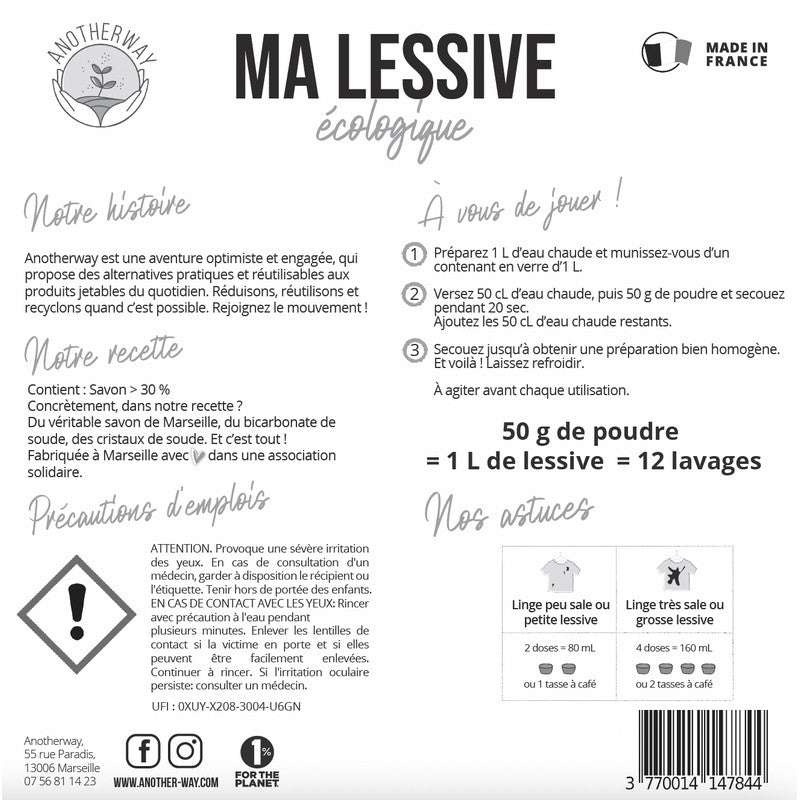 Anotherway -- Contre-étiquettes lessive en vrac - 50 unités