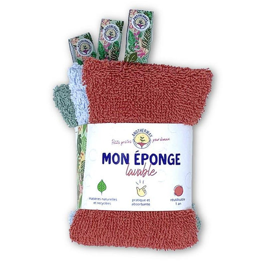 Anotherway -- Lot de 3 éponges lavables cuisine