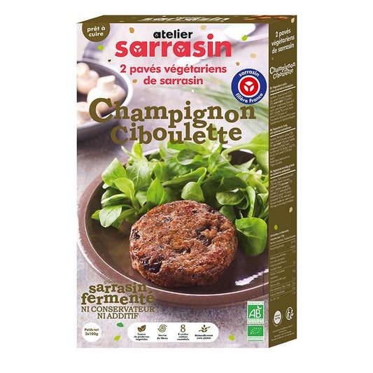 Atelier Sarrasin -- Pavés de sarrasin cuisiné champignon/ciboulette - 200 g