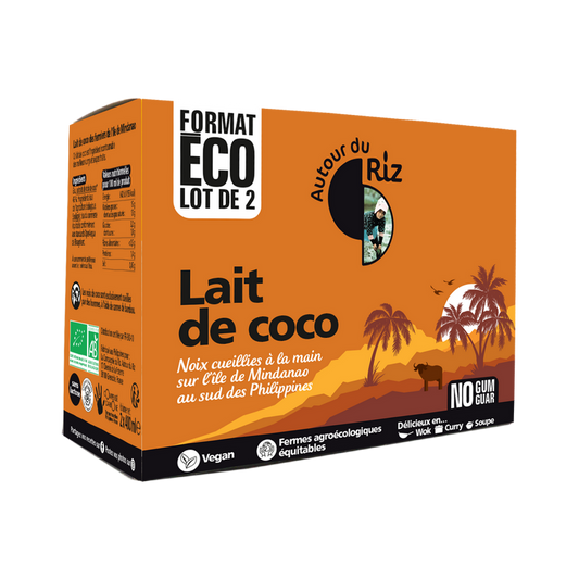 Autour du riz -- Lait de coco bio équitable (origine Philippines) - lot 2x400mL