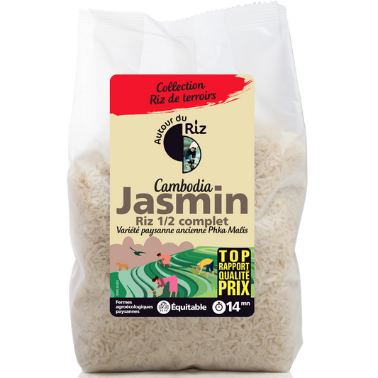 Autour du riz -- Riz jasmin 1/2 complet bio équitable (origine Cambodge) - vrac 2kg