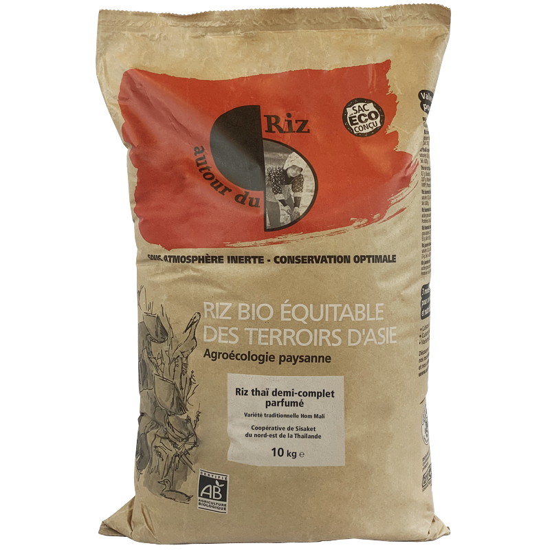 Autour du riz -- Riz thaï 1/2 complet bio équitable (origine Thaïlande) - vrac 10 kg