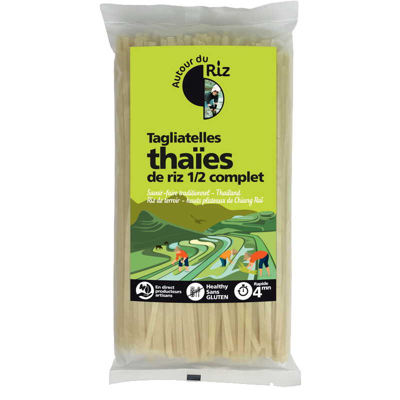 Autour du riz -- Tagliatelles thaïes de riz 1/2 complet bio sans gluten  - 400 g