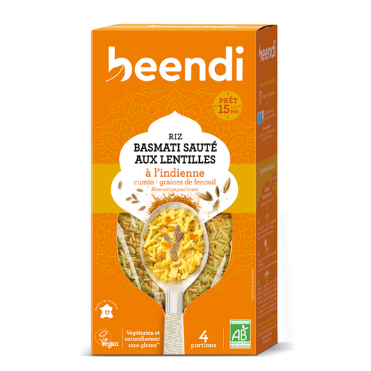 Beendi -- Riz Basmati Sauté aux Lentilles à l'Indienne bio - 250g