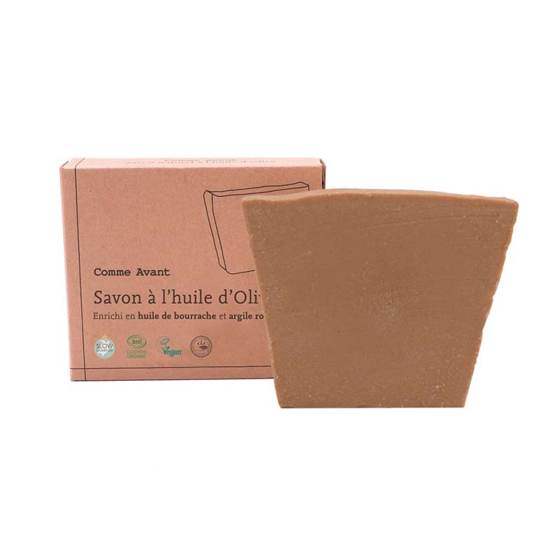 Comme Avant -- Savon à l'huile d'olive enrichi en huile de bourrache et argile rouge - 100 g