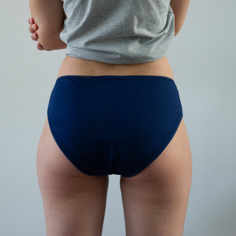 Lemahieu -- Culotte menstruelle absorbante bleue flux moyen (france et bio) - Taille XS (36)