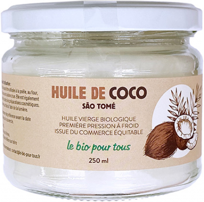 Le Bio Pour Tous -- Huile de coco vierge (origine Sao Tomé et Principe) - 250 mL