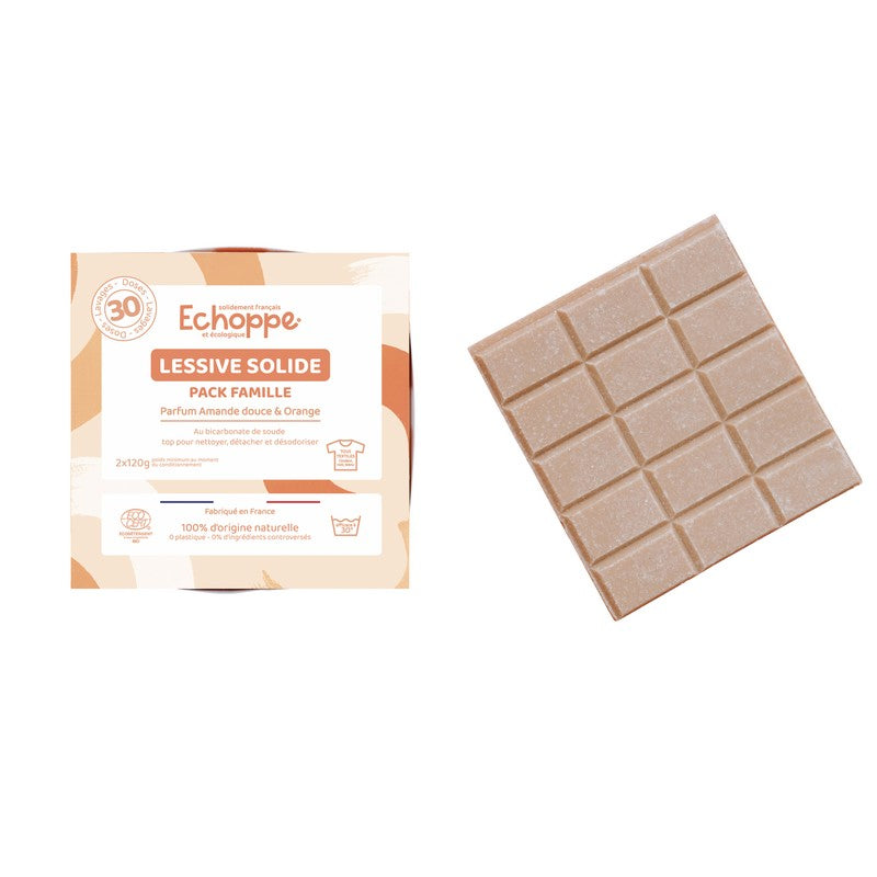 Echoppe -- Pack famille lessive solide amande douce et orange - 2x120g