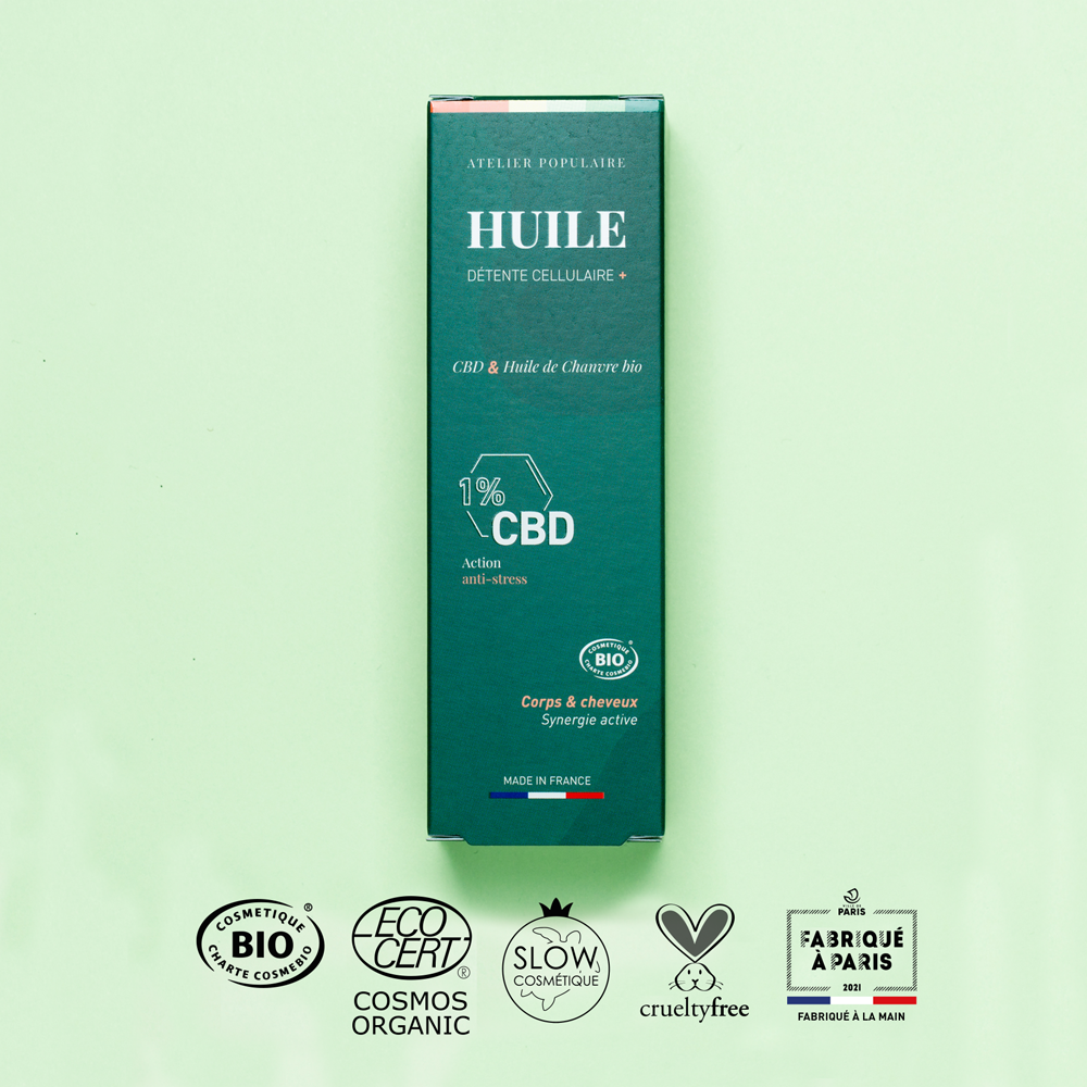 Atelier Populaire -- Huile détente cellulaire cbd - 100 mL