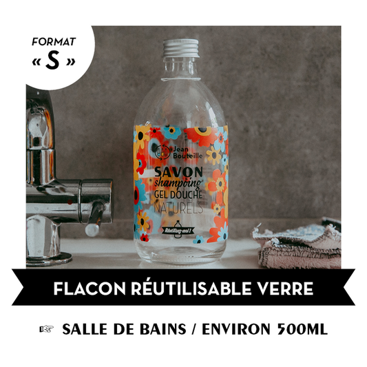 Jean Bouteille -- Bouteille réutilisable verre salle de bain format S - 500mlx25