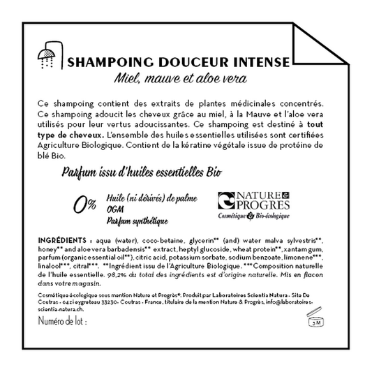 Jean Bouteille -- Contre étiquette Shampoing douceur aloe vera BIB10L - lot de 50