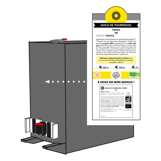 Jean Bouteille -- Etiquette pour BIB Huile de tournesol vierge Bio