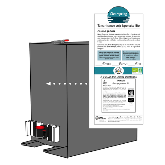 Jean Bouteille -- Etiquette pour BIB Sauce tamari origine Japon Bio